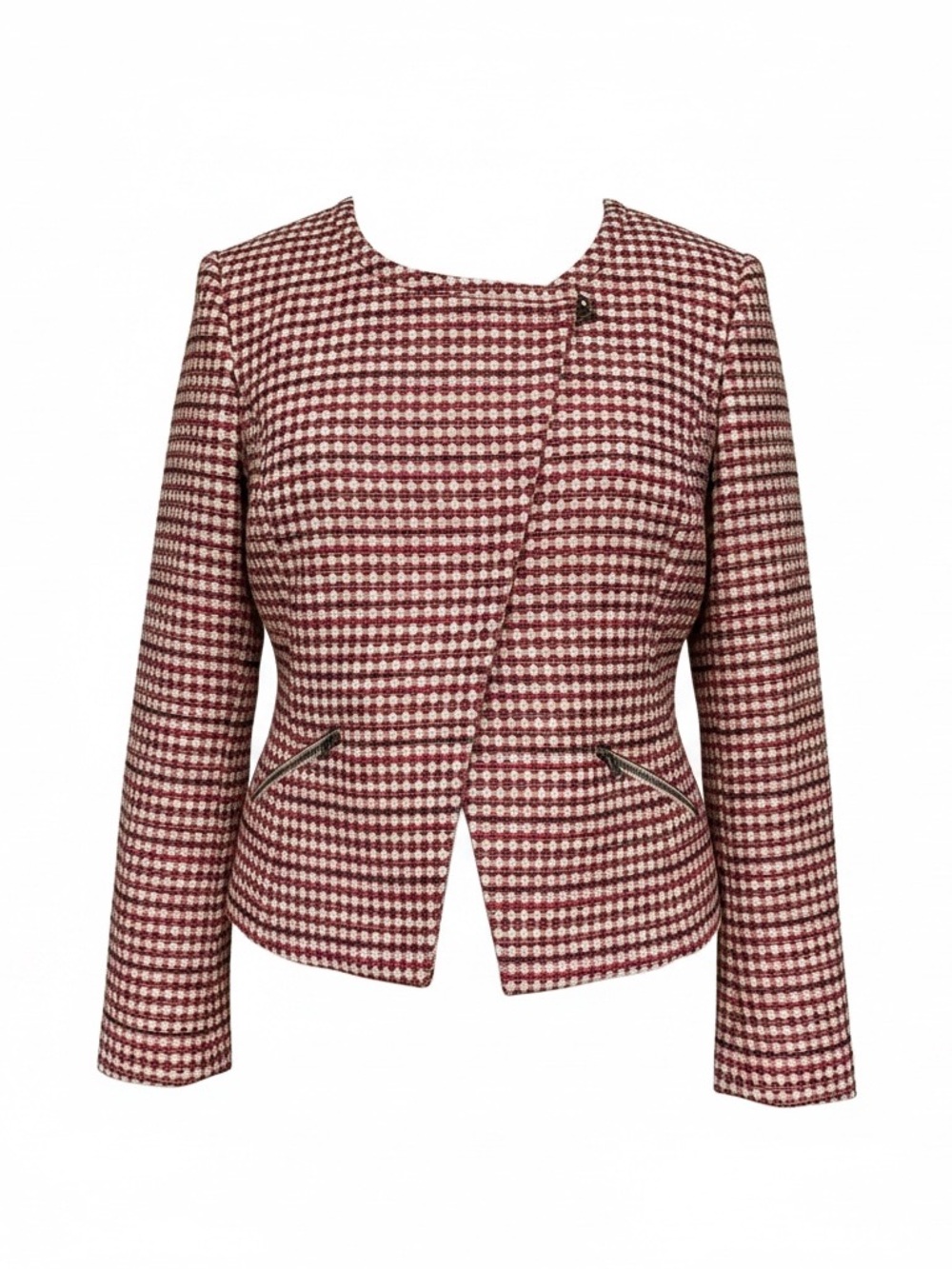 Halogen Pink and White Patterned Cropped Blazer